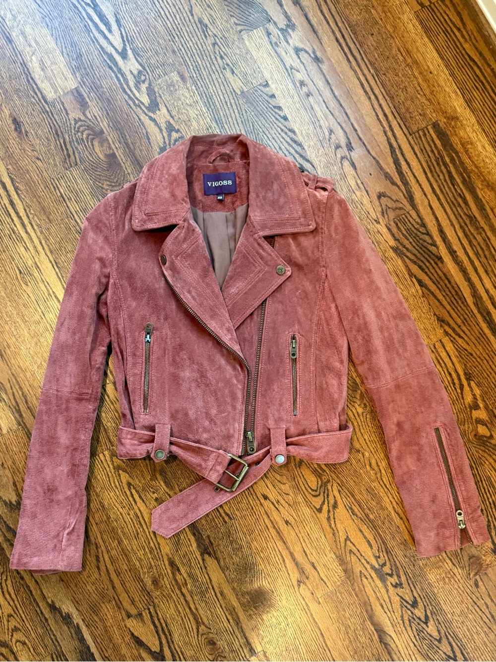 Vigoss Suede Leather Moto Jacket XS